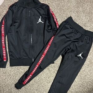 Jordan Nike Black and Red Tracksuit with Logo Boys Size 6